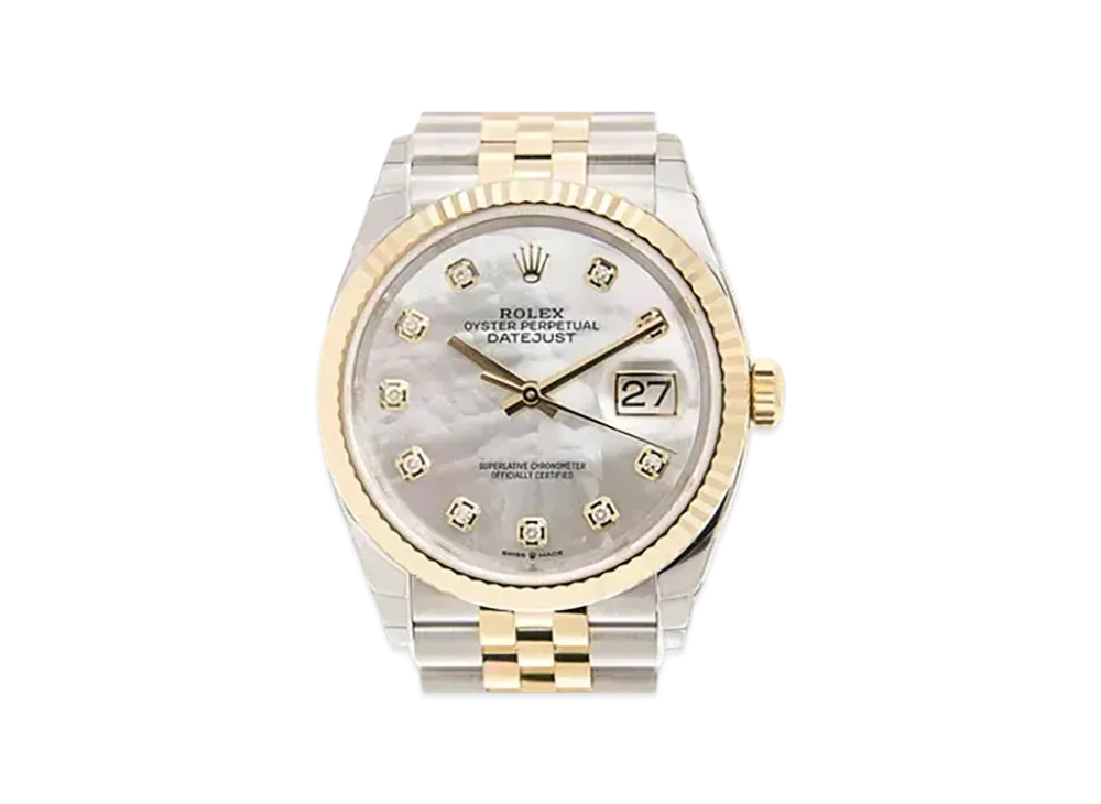 ROLEX Date-Just 36 White Shell Dial 10P Diamonds 126233NG