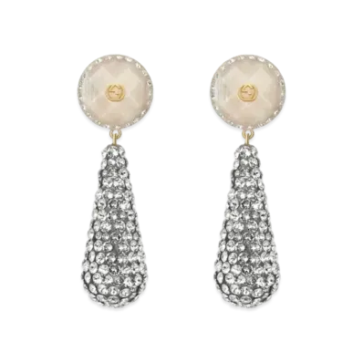 GUCCI Crystal Inlaid Pendant Earrings "Crystal"