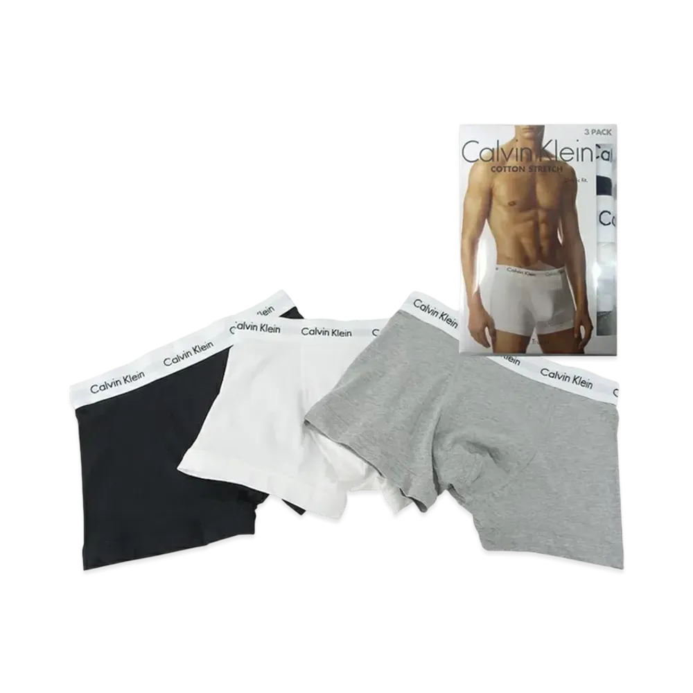 Calvin Klein 3 Pieces Cotton Stretch Boxer Shorts "Black/White/Grey Heather"