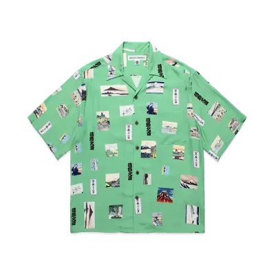 WACKO MARIA x Katsushika Hokusai Hawaiian Shirt "Green"