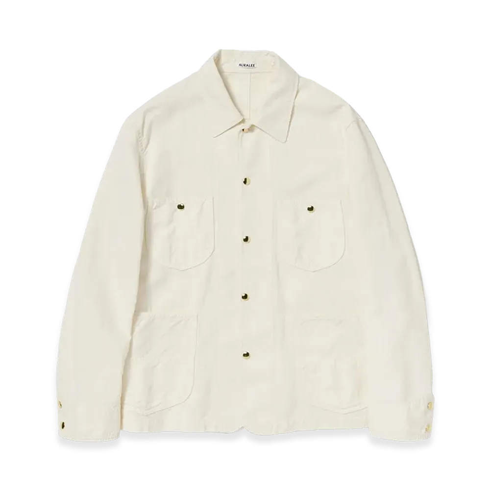 AURALEE Wool Cotton Linen OX Work Jacket "Off White"