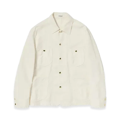 AURALEE Wool Cotton Linen OX Work Jacket "Off White"