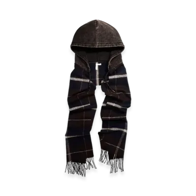 H&M x Glenn Martens Hooded Wool Scarf "Dark Brown"