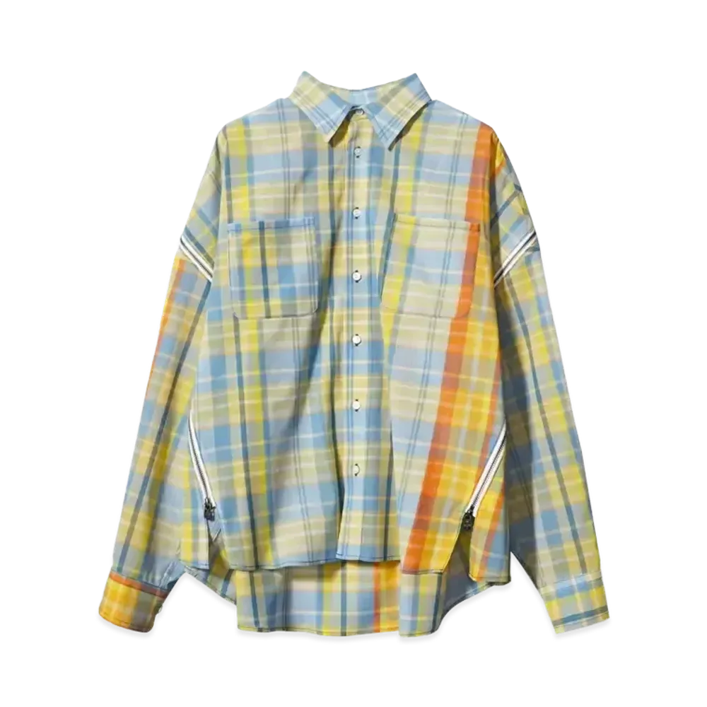 FACETASM MADRAS CHECK ZIP SHIRT "YELLOW x BLUE"
