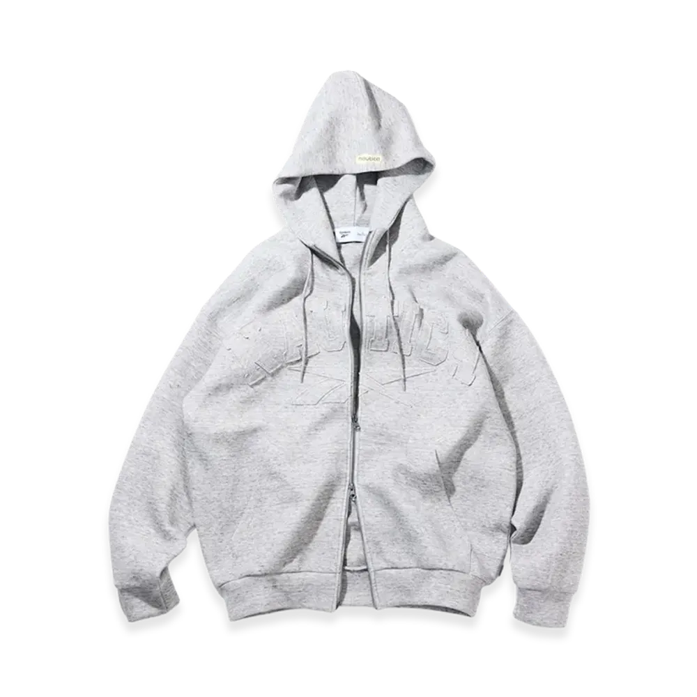 Reebok x NAUTICA Arch Logo Cardboard Knit Zip-Up Sweatshirt Hoodie "Chacoal Grey"