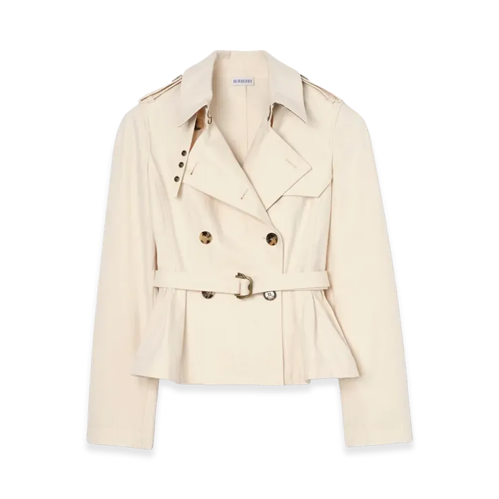 Burberry Women's Cotton Isabella Trench Jacket "Linen Beige"