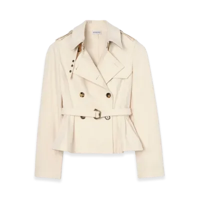 Burberry Women's Cotton Isabella Trench Jacket "Linen Beige"