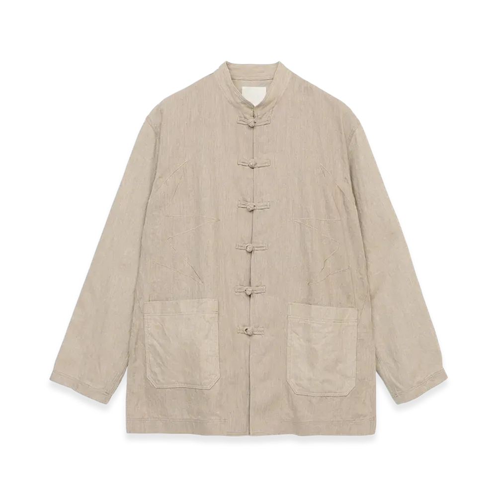 S'YTE x GDC Vintage Linen Chino Cloth Octagon Star Embroidery China Jacket "Beige"
