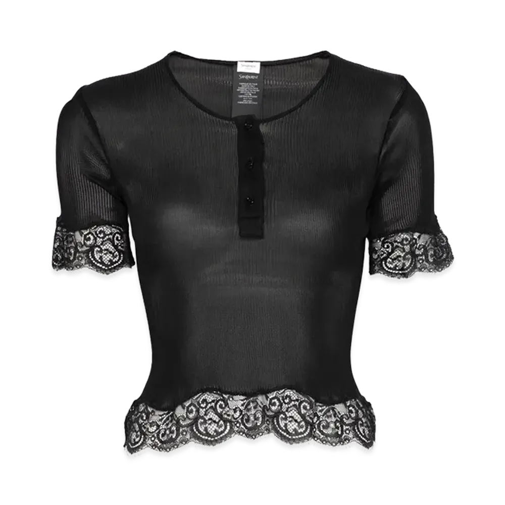 Saint Laurent Women's T Shirt Tunisien Ave "Black"