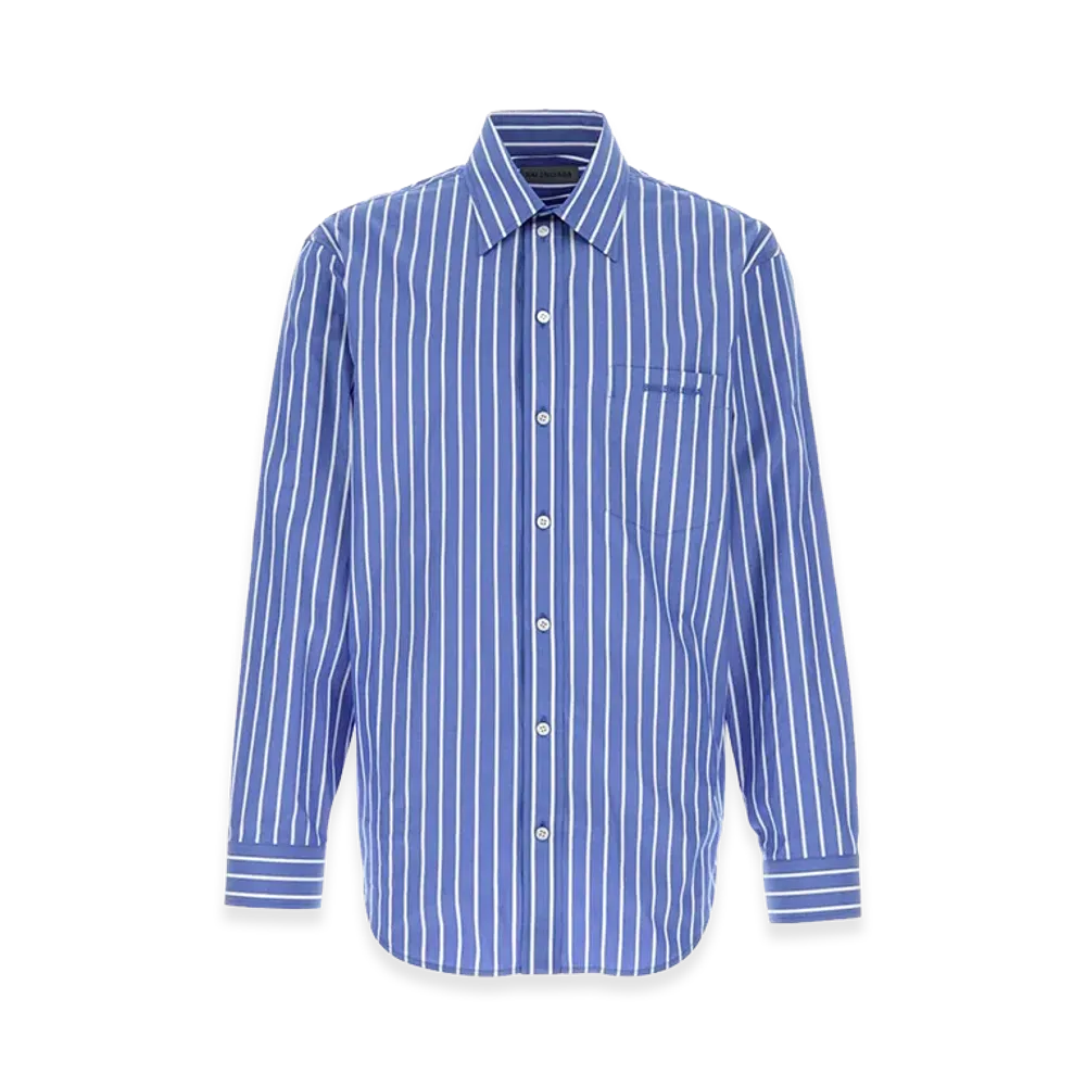 BALENCIAGA Embroidered Poplin Shirt "Light Blue"