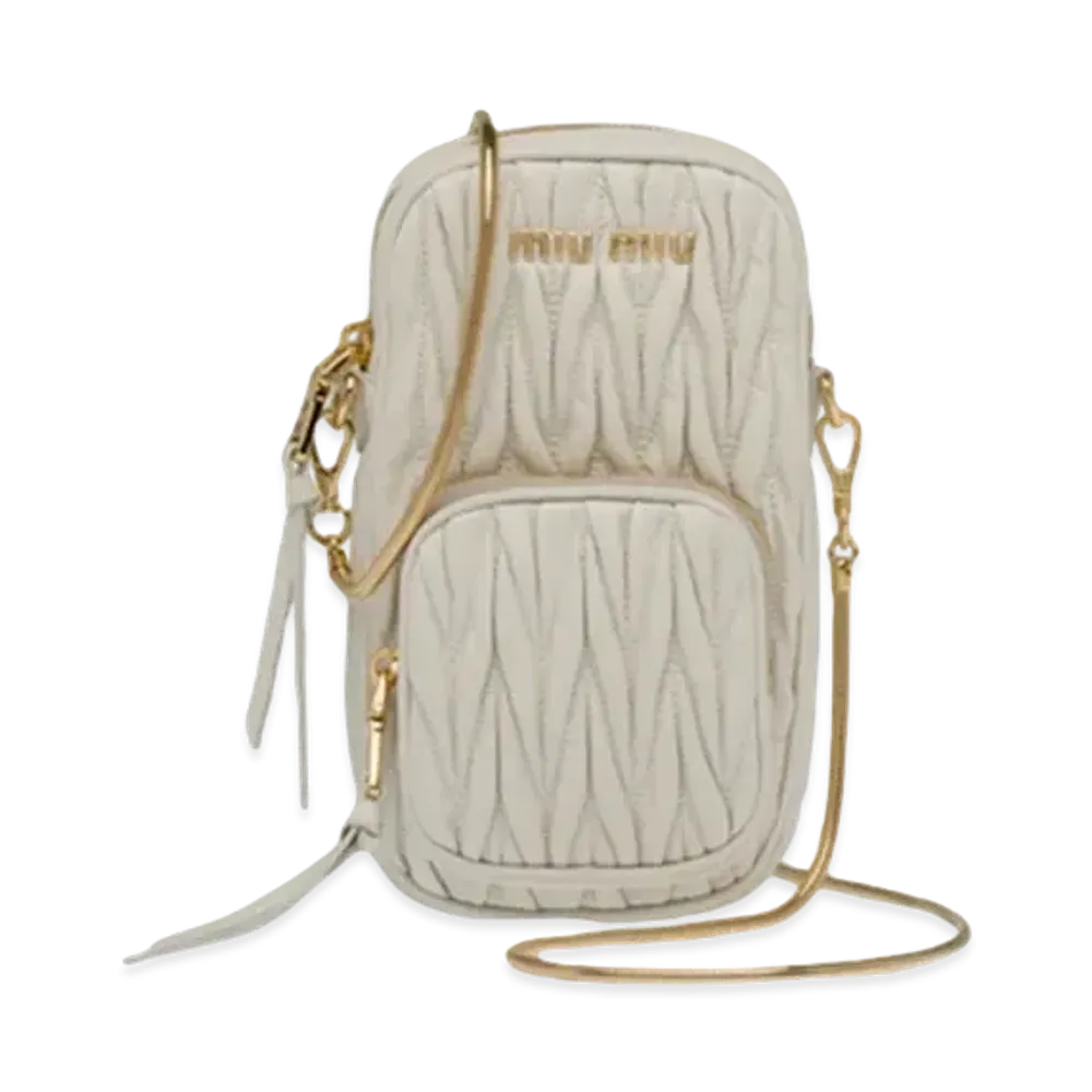 MIU MIU Materassenapa Leather Mini Bag "White"