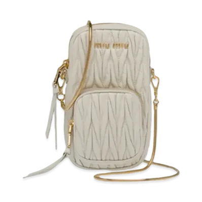 MIU MIU Materassenapa Leather Mini Bag "White"