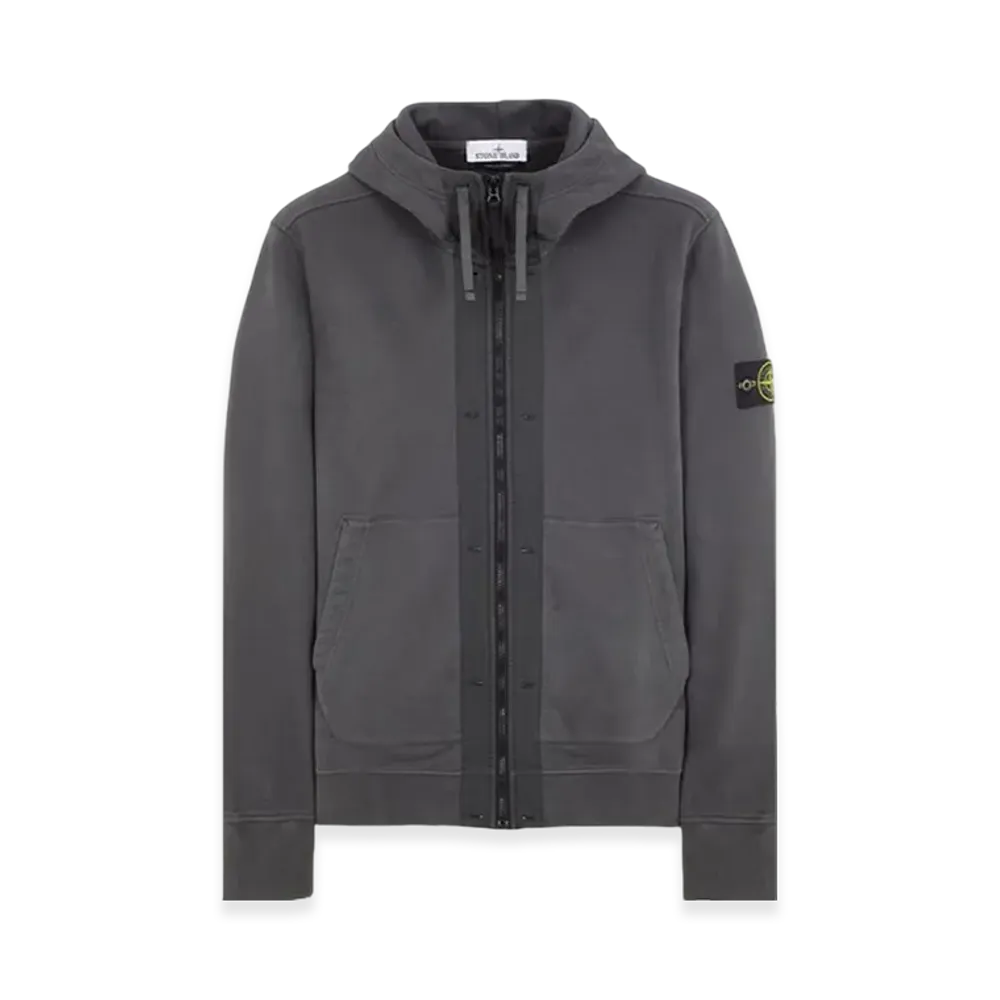 Stone Island 60477 Brushed Cotton Fleece Garment Dyed Full Zip Up Hooded Sweatshirt - 23FW "Lead"