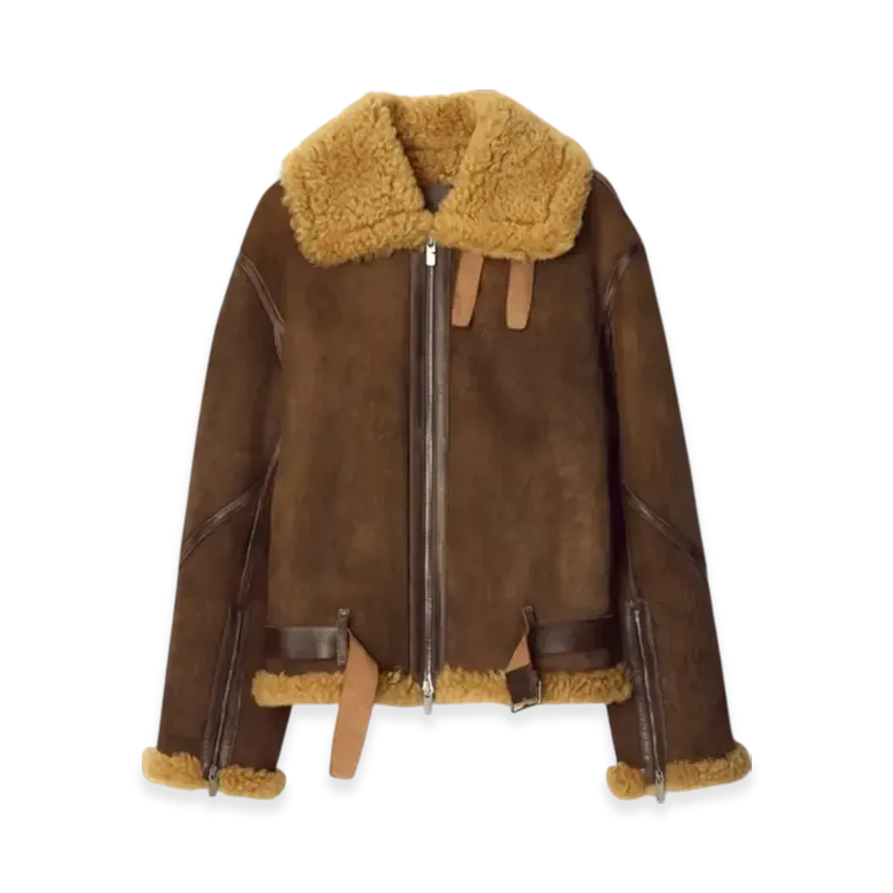 Burberry Shearling Aviator Jacket "Moss"