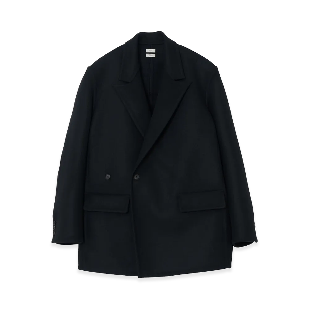 YOKE Wool Cashmere Double Breasted Rever Jacket "Black"