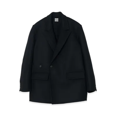 YOKE Wool Cashmere Double Breasted Rever Jacket "Black"