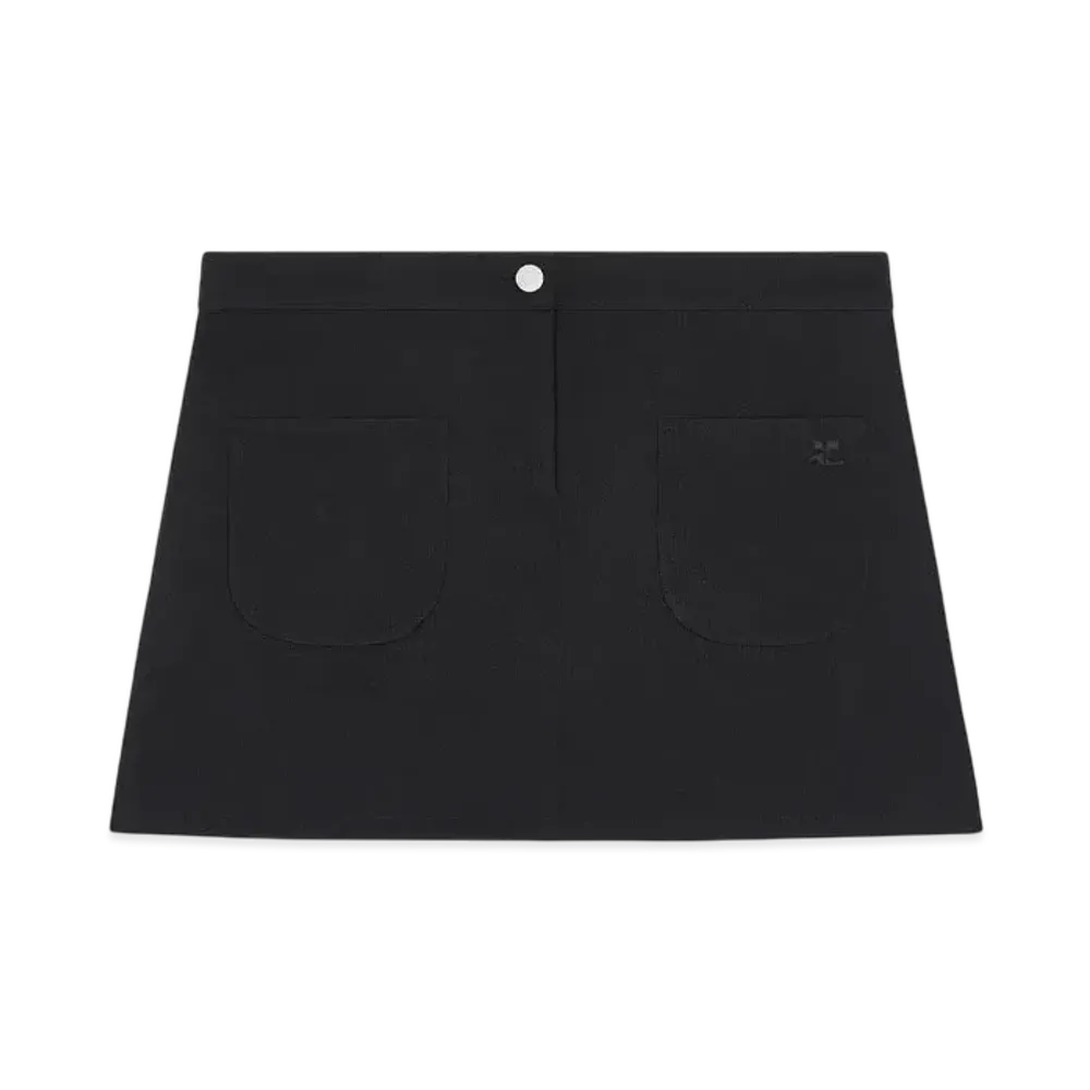 Courreges 2-Pocket Twill Mini Skirt "Black"