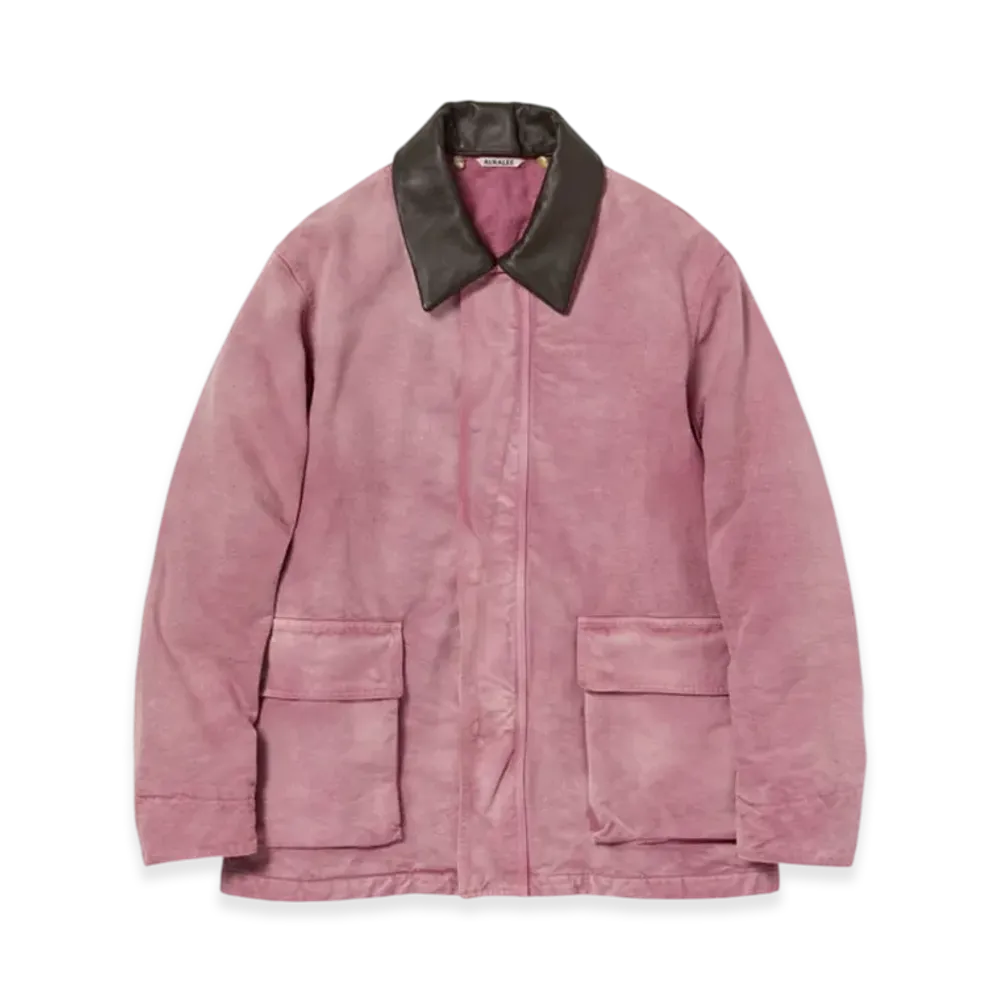 AURALEE Product Dyed Organic Cotton Duck Blouson "Faded Burgundy"