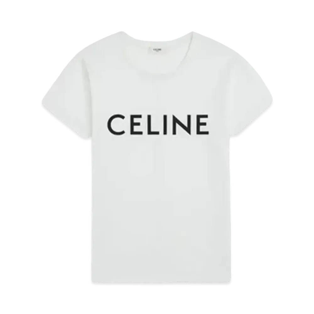 CELINE Women's Celine Loose T-shirt In Cotton Jersey "Ecru/Black"