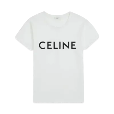 CELINE Women's Celine Loose T-shirt In Cotton Jersey "Ecru/Black"