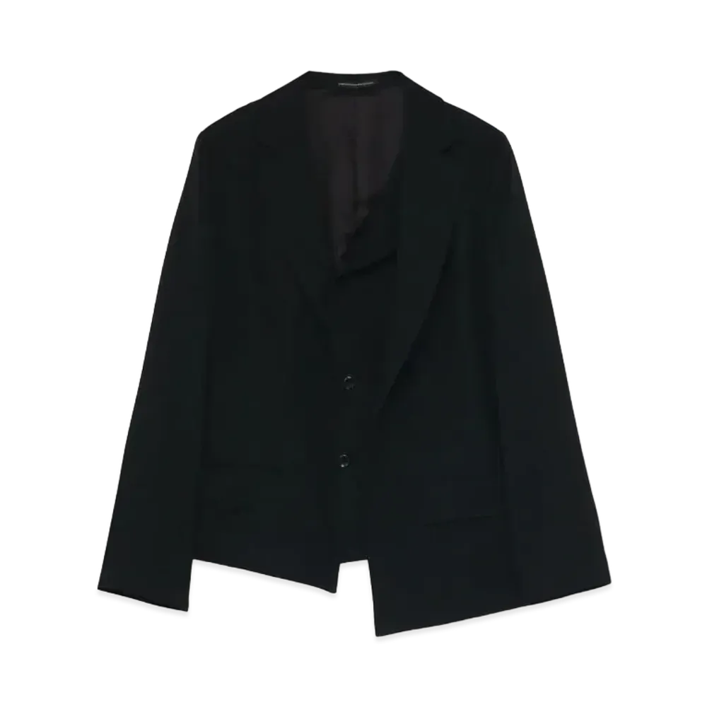 Yohji Yamamoto Y's WOOL GABARDINE LEFT 2 LAYER JACKET "Black"