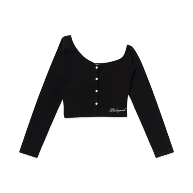 Blackeyepatch Script Logo Asymmetric Cardigan "Black"