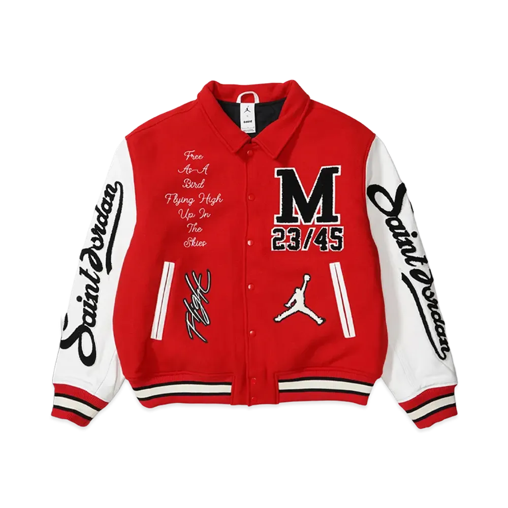 Nike Jordan x SAINT Mxxxxxx M J SM Varsity Jacket "Red/White"