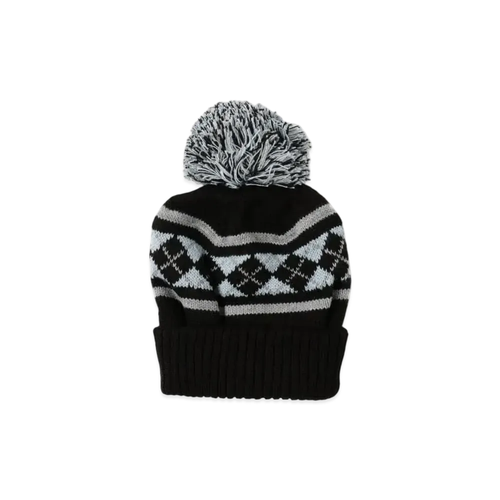 BEAMS Argyle Pom Pom Watch Cap "Black"