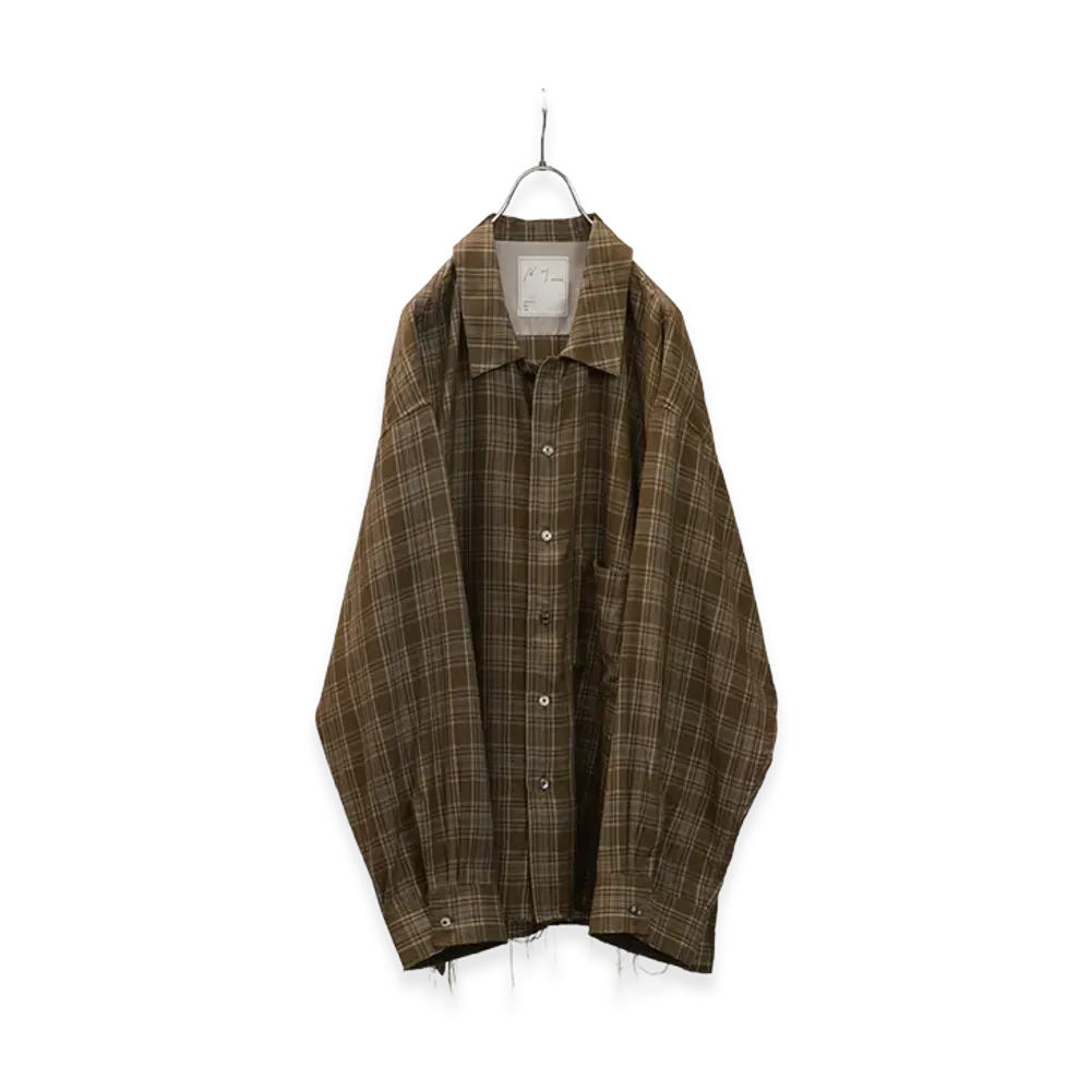 ANCELLM Aging Rayon Check Shirt "Green"