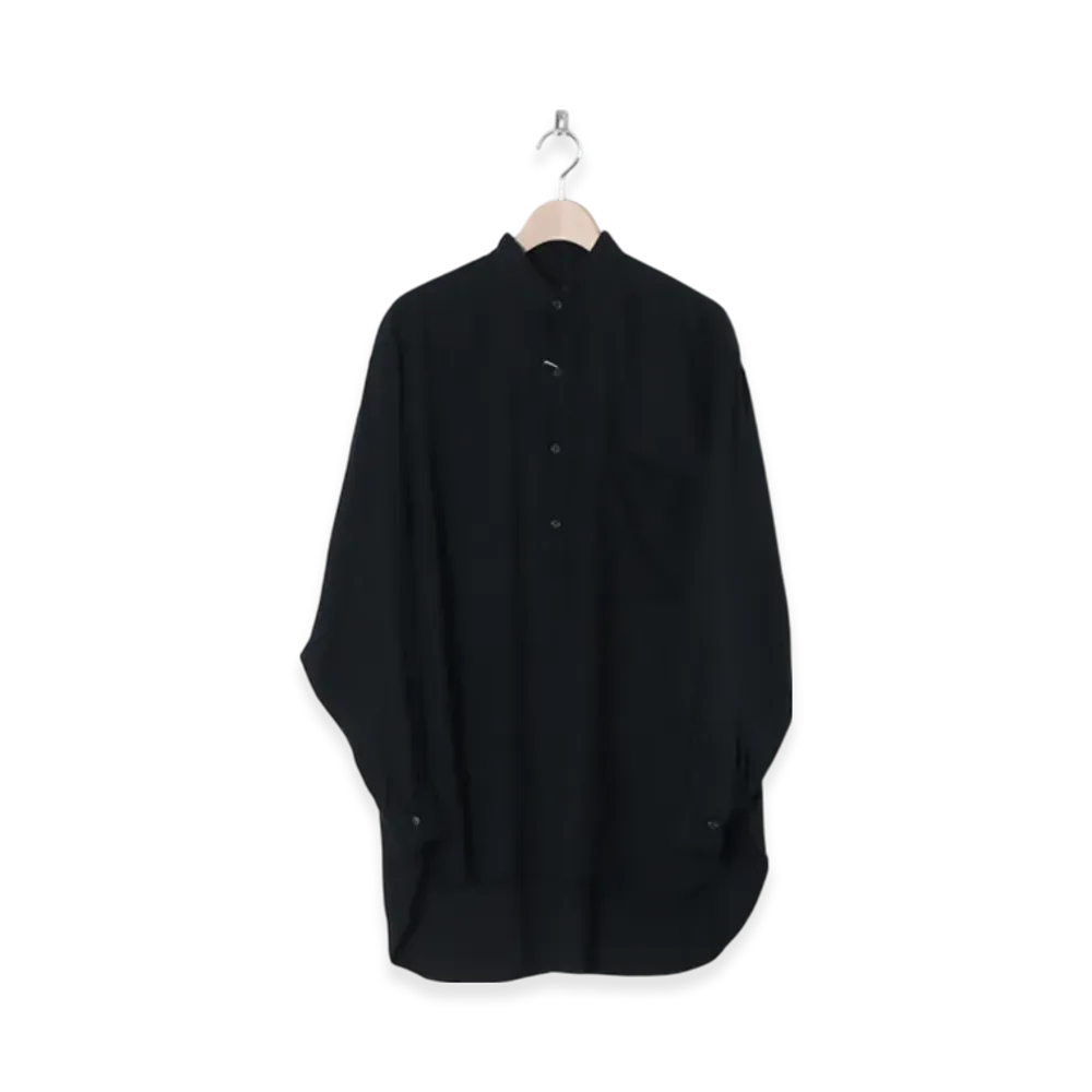 COMOLI Linen Double Cloth Pullover Shirt "Black"