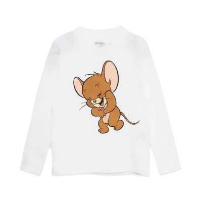 graniph x Tom and Jerry Laughing Jelly Kids Long Sleeve T-Shirt "White"
