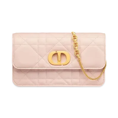 Dior Miss Caro Pouch with Chain Macrocannage Lambskin "Powder Pink"