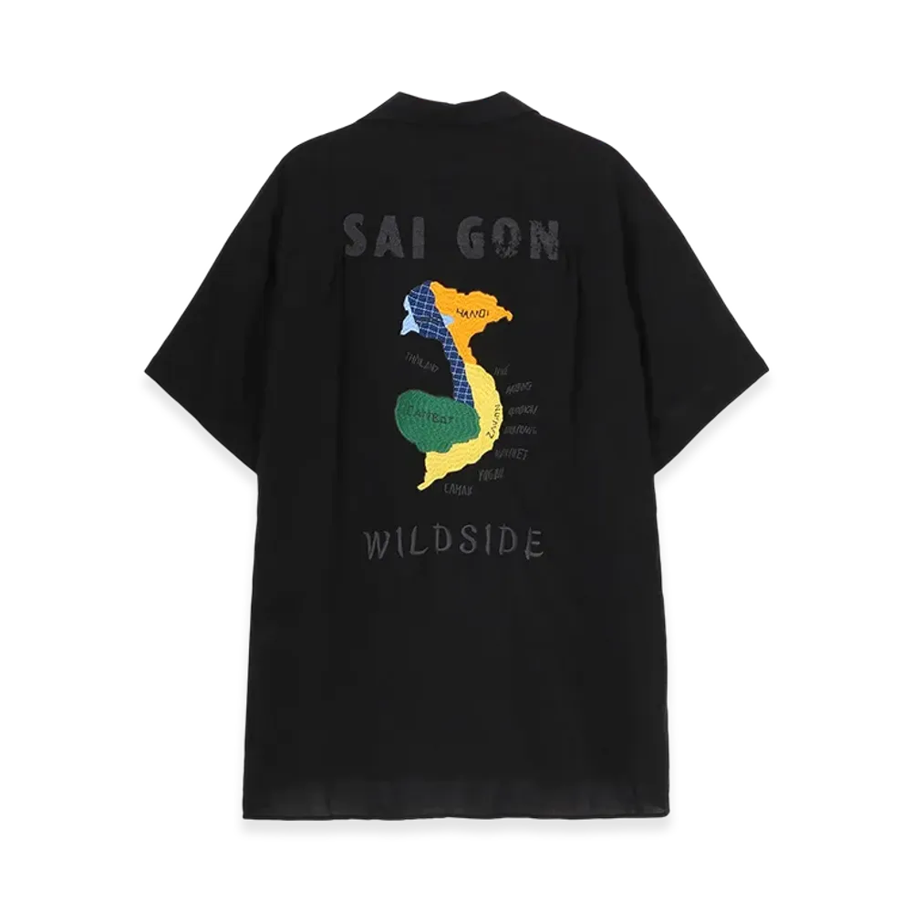 WILDSIDE YOHJI YAMAMOTO Embroidery Short Sleeve Shirt (Vietnam) "Black"