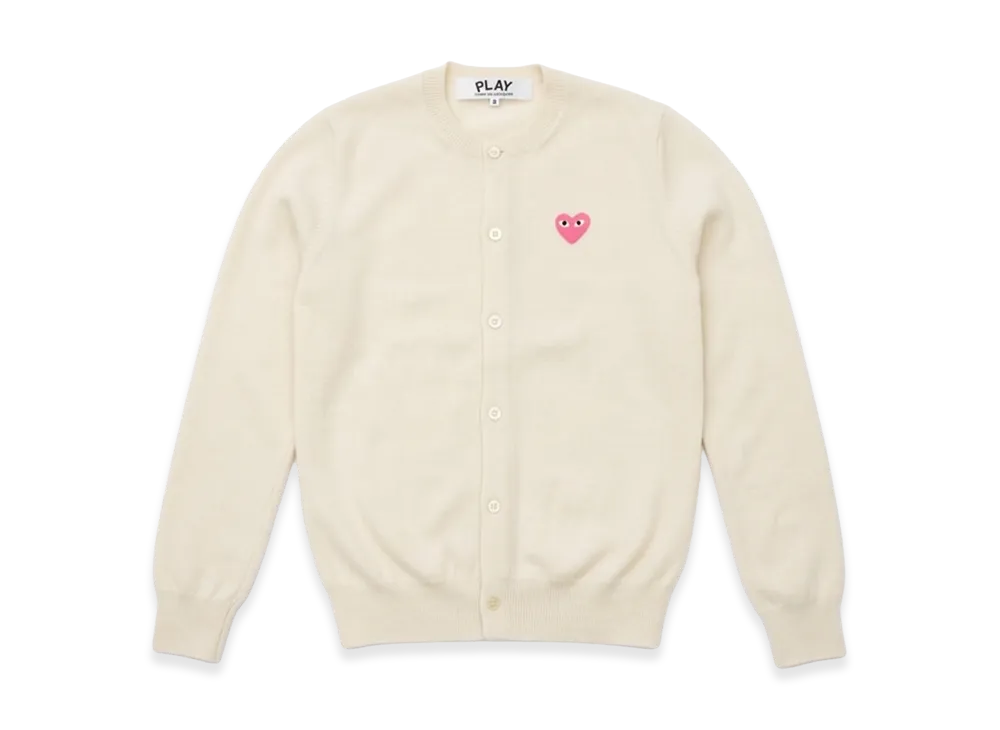 PLAY COMME des GARCONS Crewneck Cardigan "Ivory"