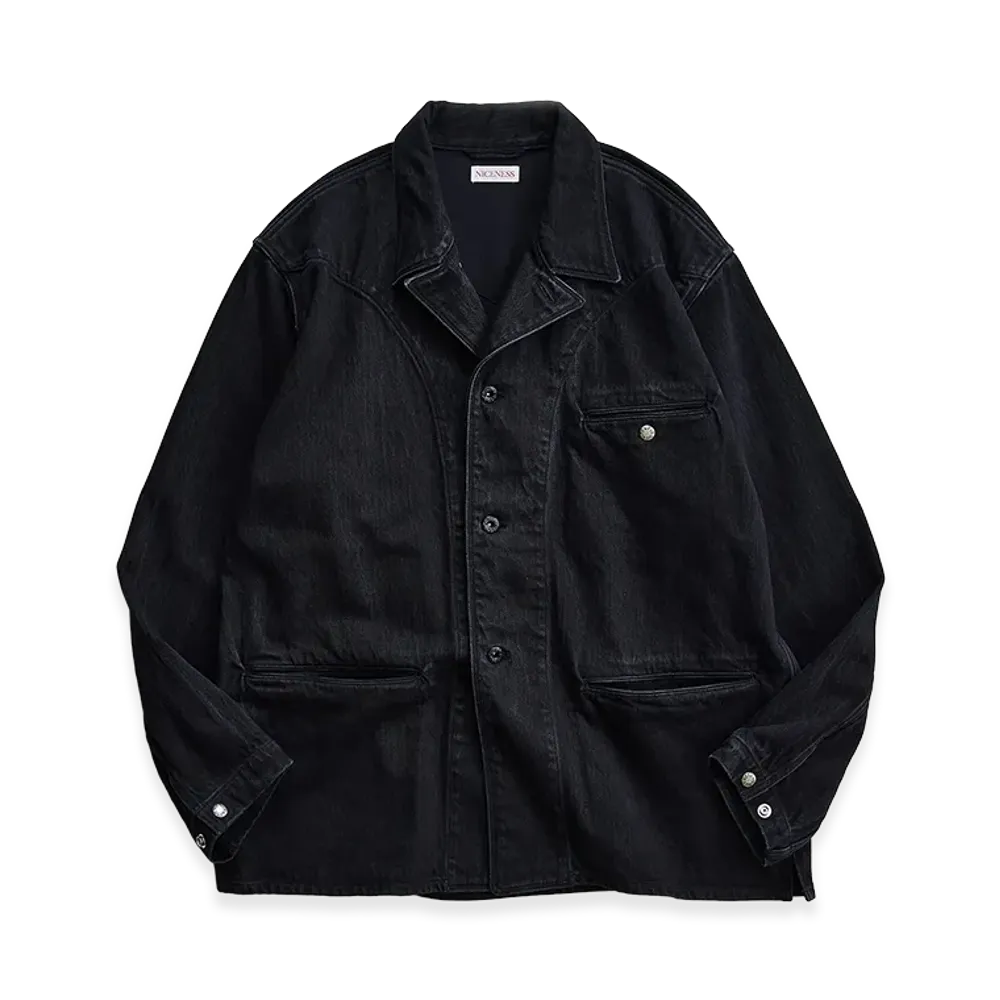 NICENESS B.Rollo Black Satin Utility Jacket "Black"