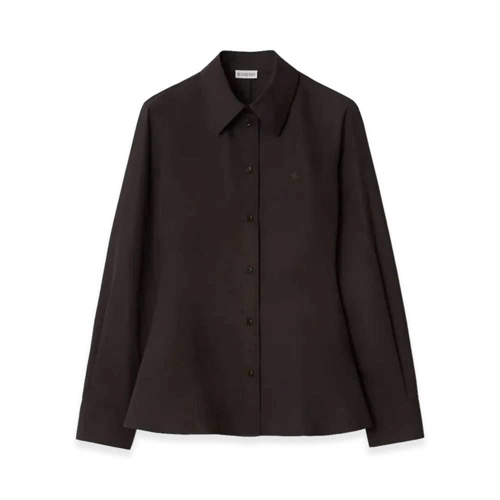 Burberry Women's Slim Fit Cotton Poplin Shirt "Bark Brown"