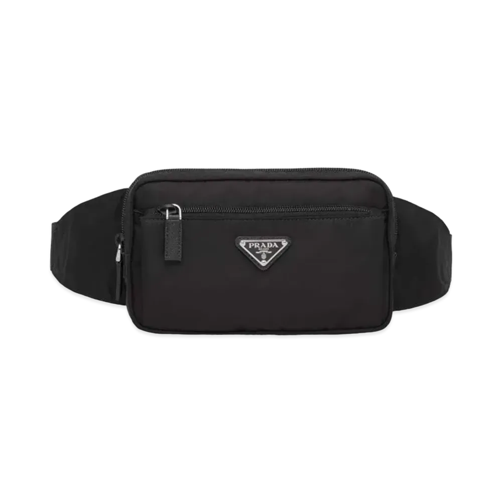 PRADA Re-Nylon and Saffiano Leather Belt Bag "Black"