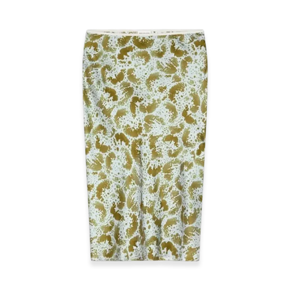 DRIES VAN NOTEN Women's Printed Silk Skirt "Khaki"