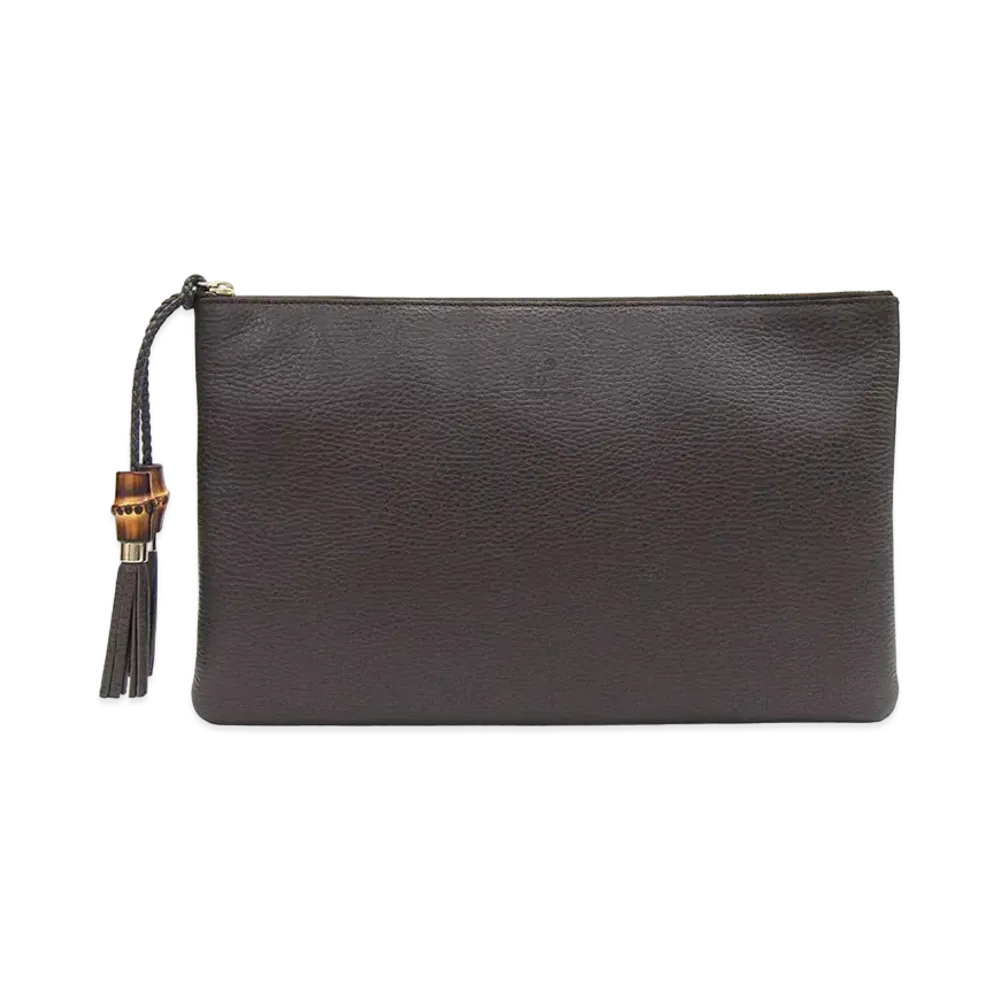 GUCCI Bamboo Clutch Bag "Brown"
