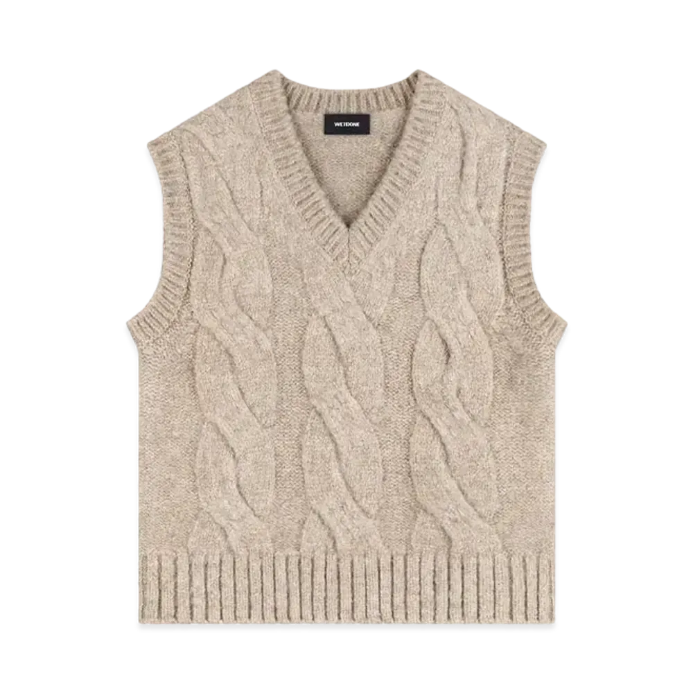 WE11DONE Cable Knit Vest "Beige"
