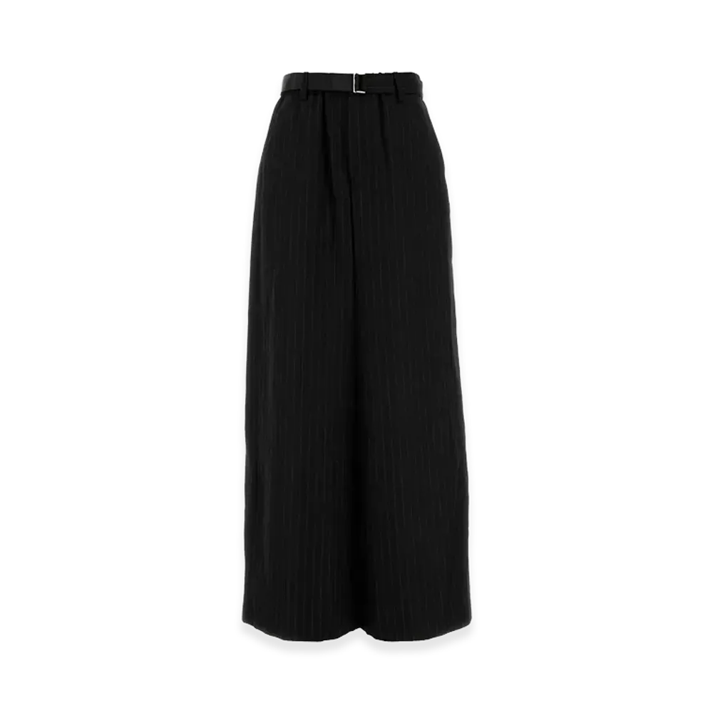 sacai Women's Embroidered Wool Wide-Leg Pant "Black"