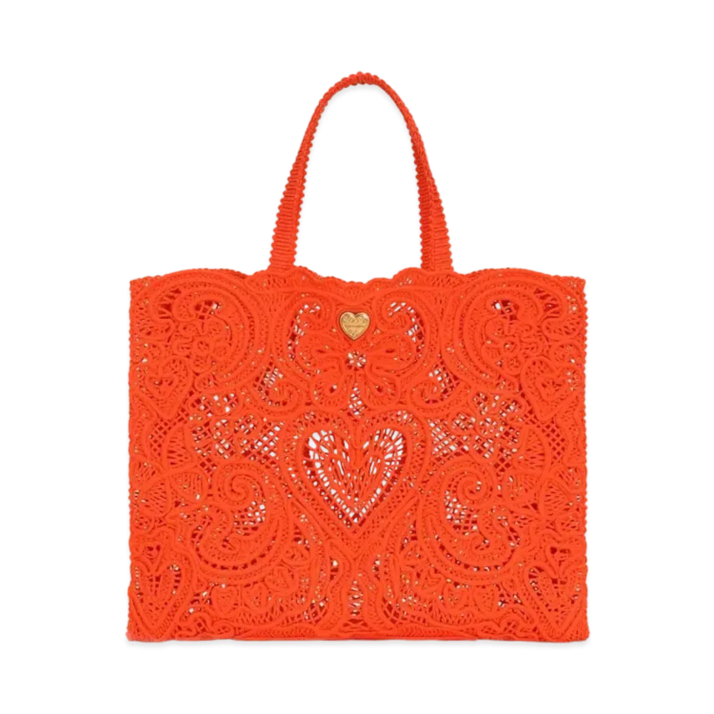 Dolce&Gabbana Beatrice Shopping Bag Large Code Race Embroidery "Orange"