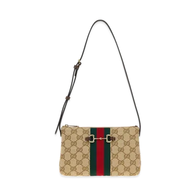 GUCCI Women's GG Fabric Shoulder Bag "Beige"