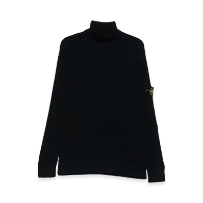 Stone Island Ribbed Wool Turtleneck Pullover "Blue"