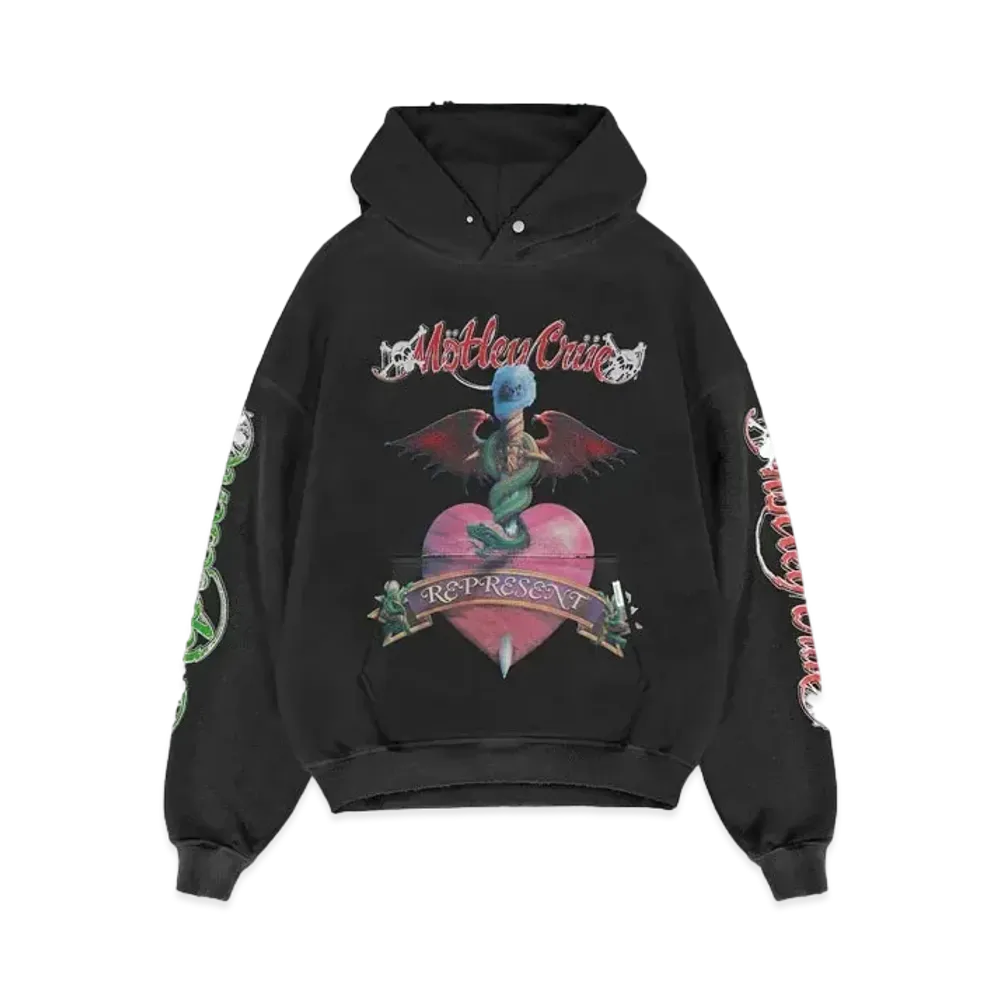 REPRESENT x Motley Crue Without You Hoodie "Aged Black"