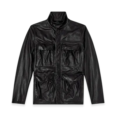 Diesel L-Gast Leather Jacket With Utility Pockets "Black"