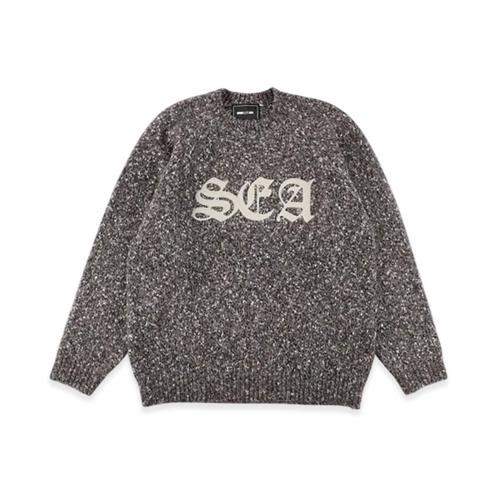 WIND AND SEA Leather Patch Knit Sweater "Brown"