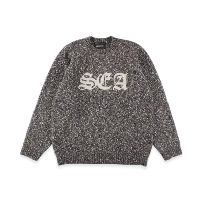 WIND AND SEA Leather Patch Knit Sweater "Brown"
