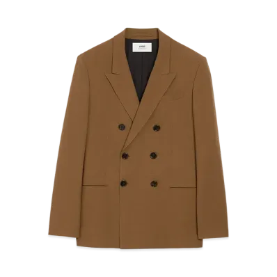AMI PARIS Wool Double-Breasted Jacket "Hazelnut"