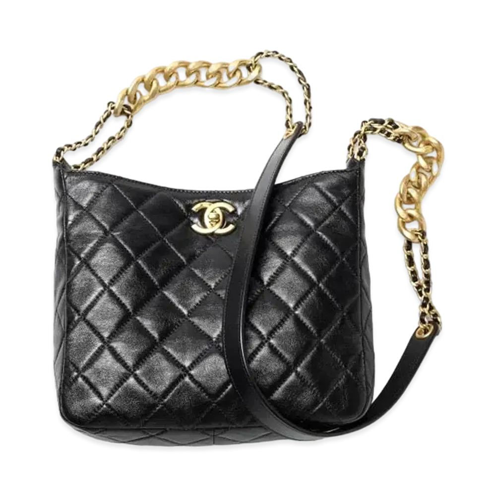 CHANEL Hobo Bag Lambskin "Black"